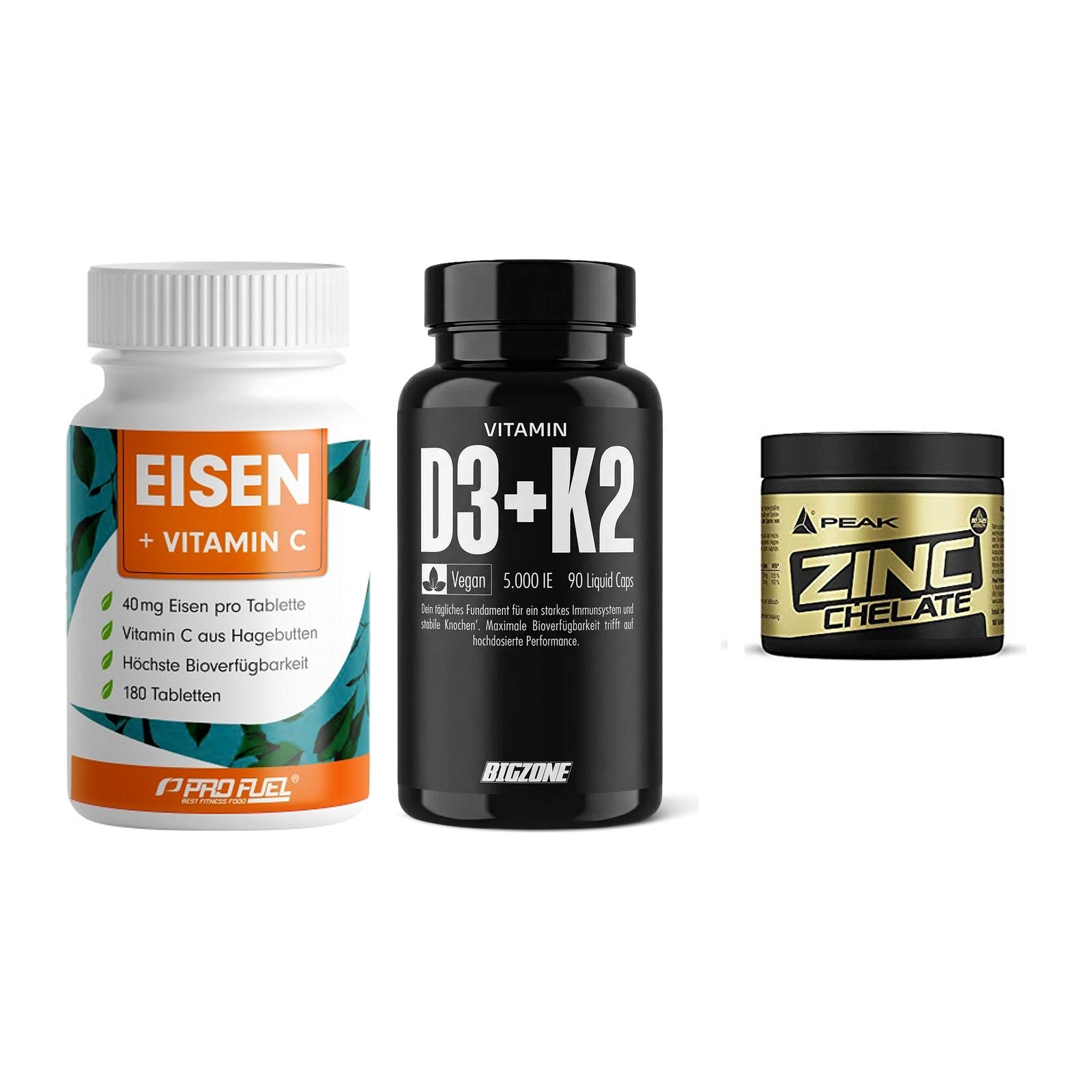 Immun-Set: ProFuel EISEN + Big Zone Vitamin + Peak Zink Chelat – alle enthaltenen Artikel