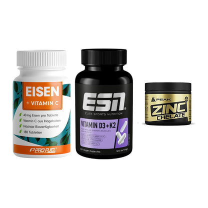 Immun-Set: ProFuel EISEN + ESN Vitamin D3 + Peak Zink Chelat – alle enthaltenen Artikel