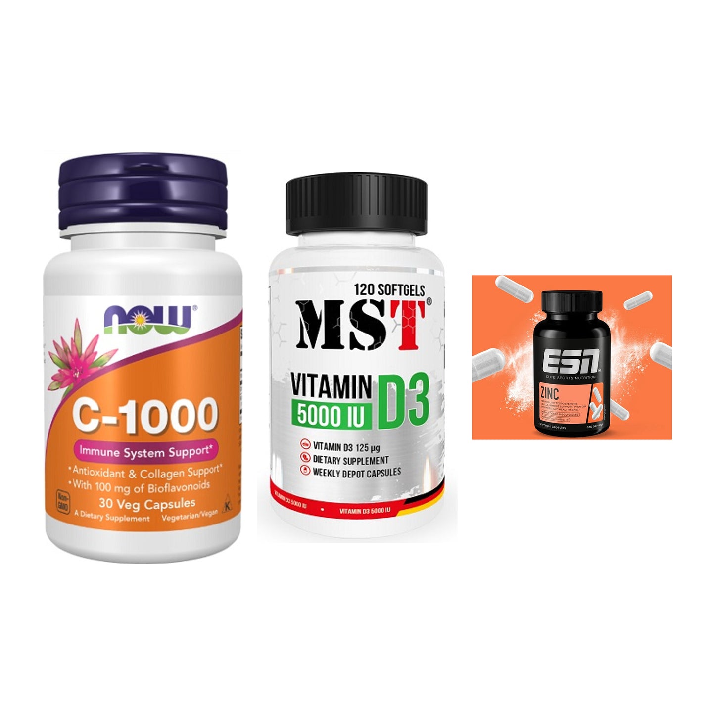 Immun-Set: Now Foods Vitamin + MST Vitamin D3 + ESN Zinc – alle enthaltenen Artikel