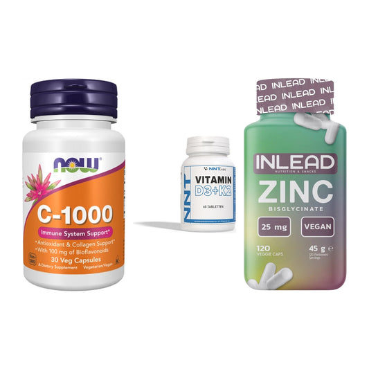 Immun-Set: Now Foods Vitamin + NNT Vitamin D3+K2 + INLEAD Zink – alle enthaltenen Artikel
