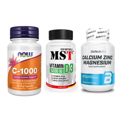 Immun-Set: Now Foods Vitamin + MST Vitamin D3 + BioTech Calcium – alle enthaltenen Artikel