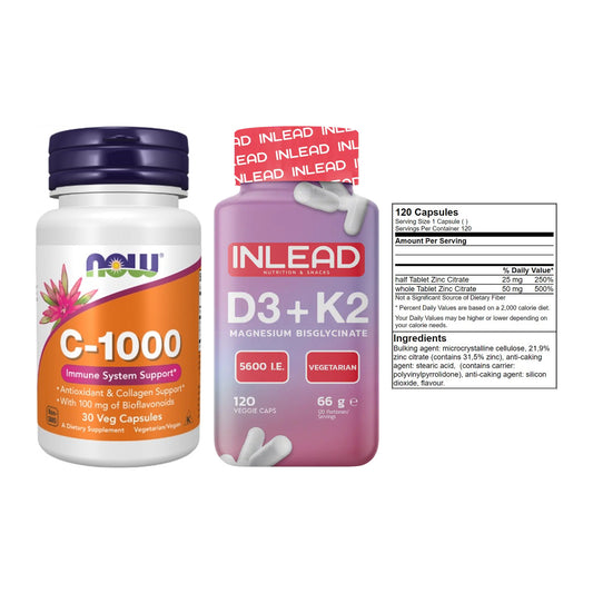 Immun-Set: Now Foods Vitamin + INLEAD Vitamin D3 + GN Zinc Citrate – alle enthaltenen Artikel