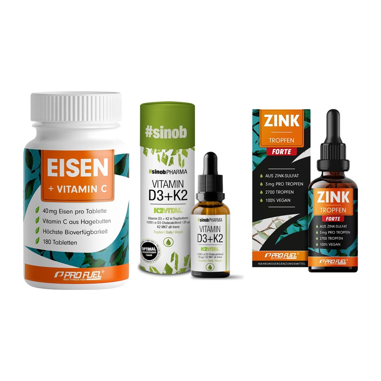 Immun-Set: ProFuel EISEN + Sinob Vitamin D3 + ProFuel Zink – alle enthaltenen Artikel