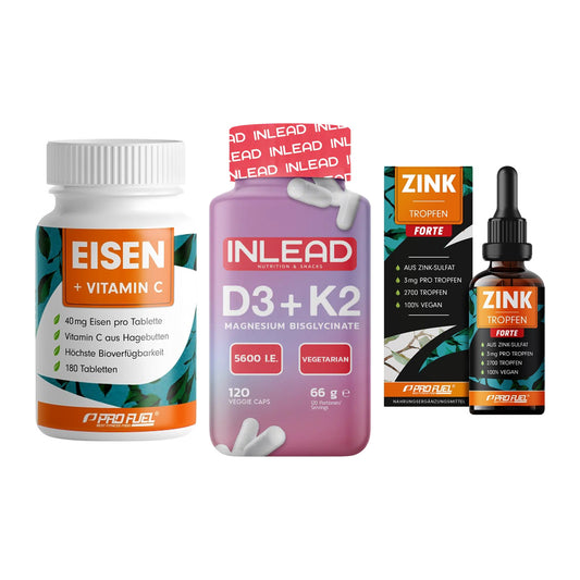 Immun-Set: ProFuel EISEN + INLEAD Vitamin D3 + ProFuel Zink – alle enthaltenen Artikel