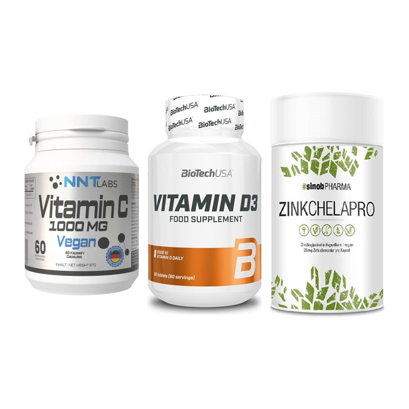 Immun-Set: NNT Vitamin C + BioTech Vitamin + Sinob Zink – alle enthaltenen Artikel