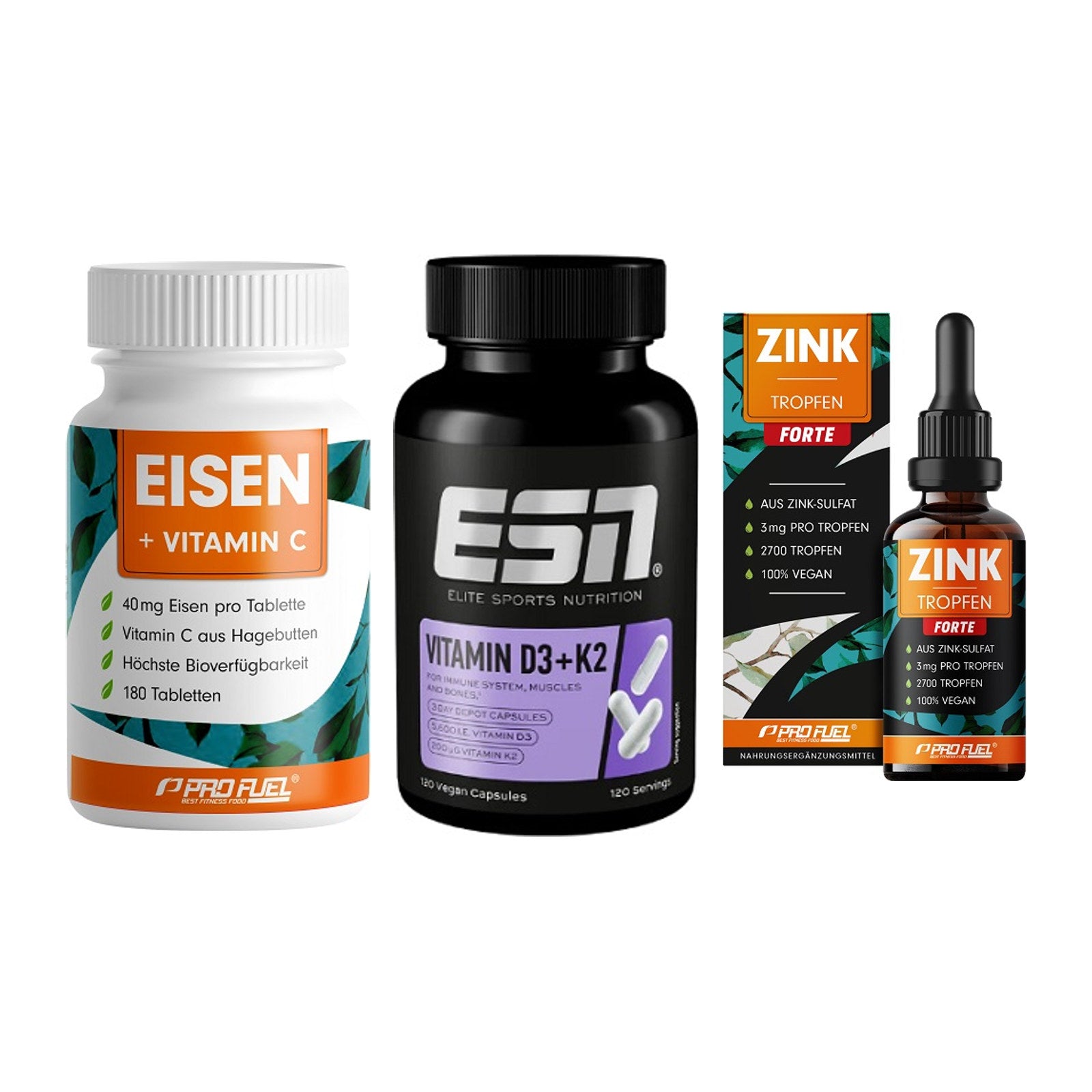 Immun-Set: ProFuel EISEN + ESN Vitamin D3 + ProFuel Zink – alle enthaltenen Artikel