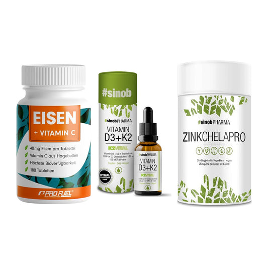 Immun-Set: ProFuel EISEN + Sinob Vitamin D3 + Sinob Zink – alle enthaltenen Artikel