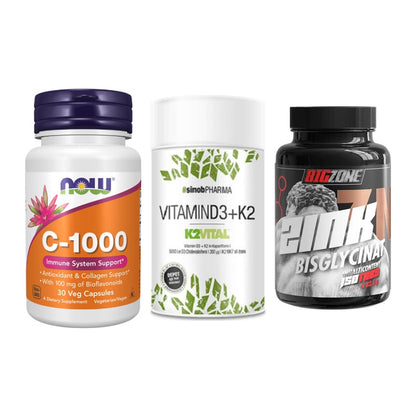 Immun-Set: Now Foods Vitamin + Sinob Vitamin D3 + Big Zone Zink – alle enthaltenen Artikel