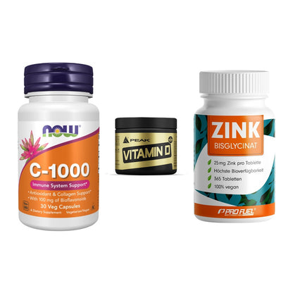 Immun-Set: Now Foods Vitamin + Peak Vitamin D + ProFuel Zink – alle enthaltenen Artikel