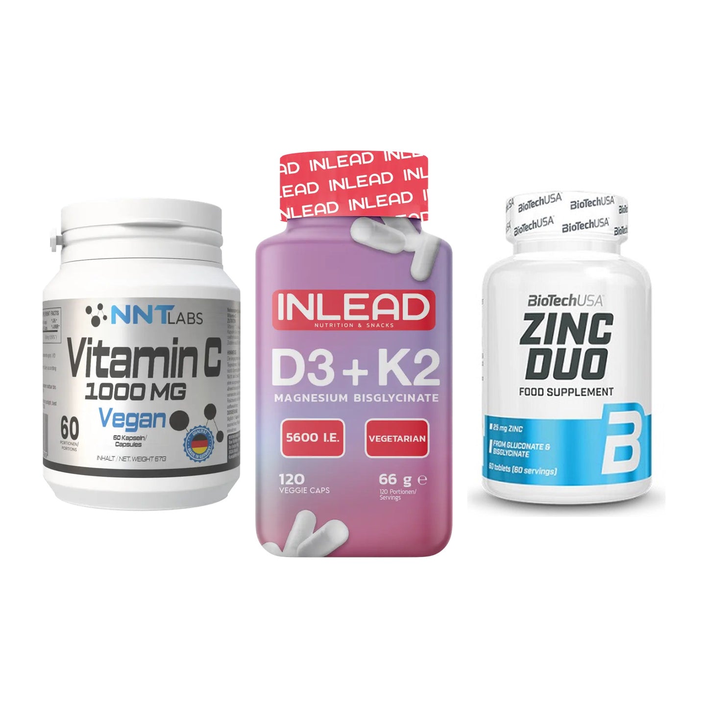 Immun-Set: NNT Vitamin C + INLEAD Vitamin D3 + BioTech Zinc Duo – alle enthaltenen Artikel