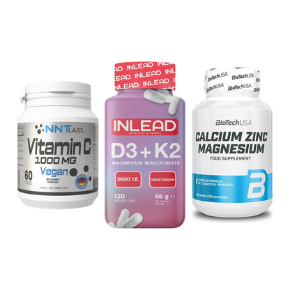 Immun-Set: NNT Vitamin C + INLEAD Vitamin D3 + BioTech Calcium – alle enthaltenen Artikel
