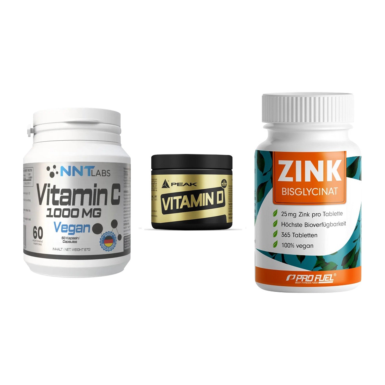 Immun-Set: NNT Vitamin C + Peak Vitamin D + ProFuel Zink – alle enthaltenen Artikel