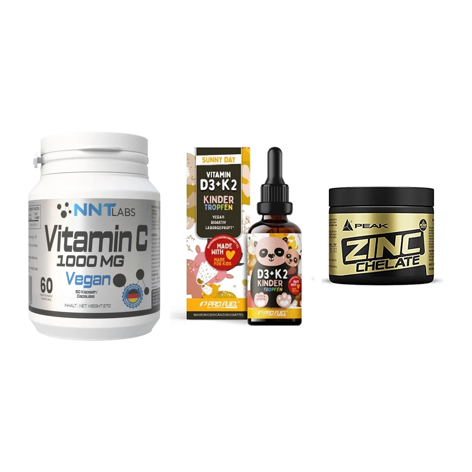 Immun-Set: NNT Vitamin C + ProFuel VITAMIN + Peak Zink Chelat – alle enthaltenen Artikel