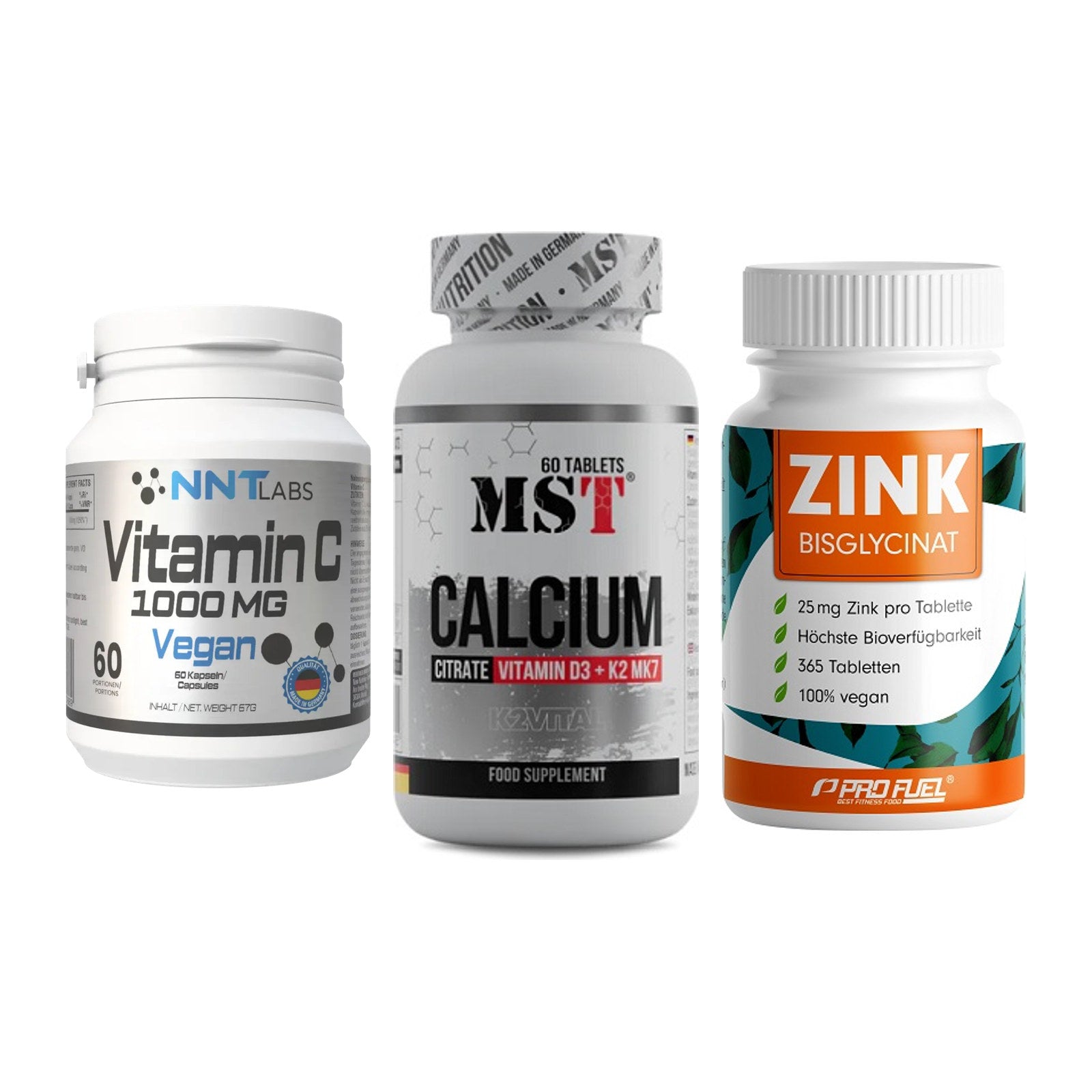 Immun-Set: NNT Vitamin C + MST Calcium + ProFuel Zink – alle enthaltenen Artikel
