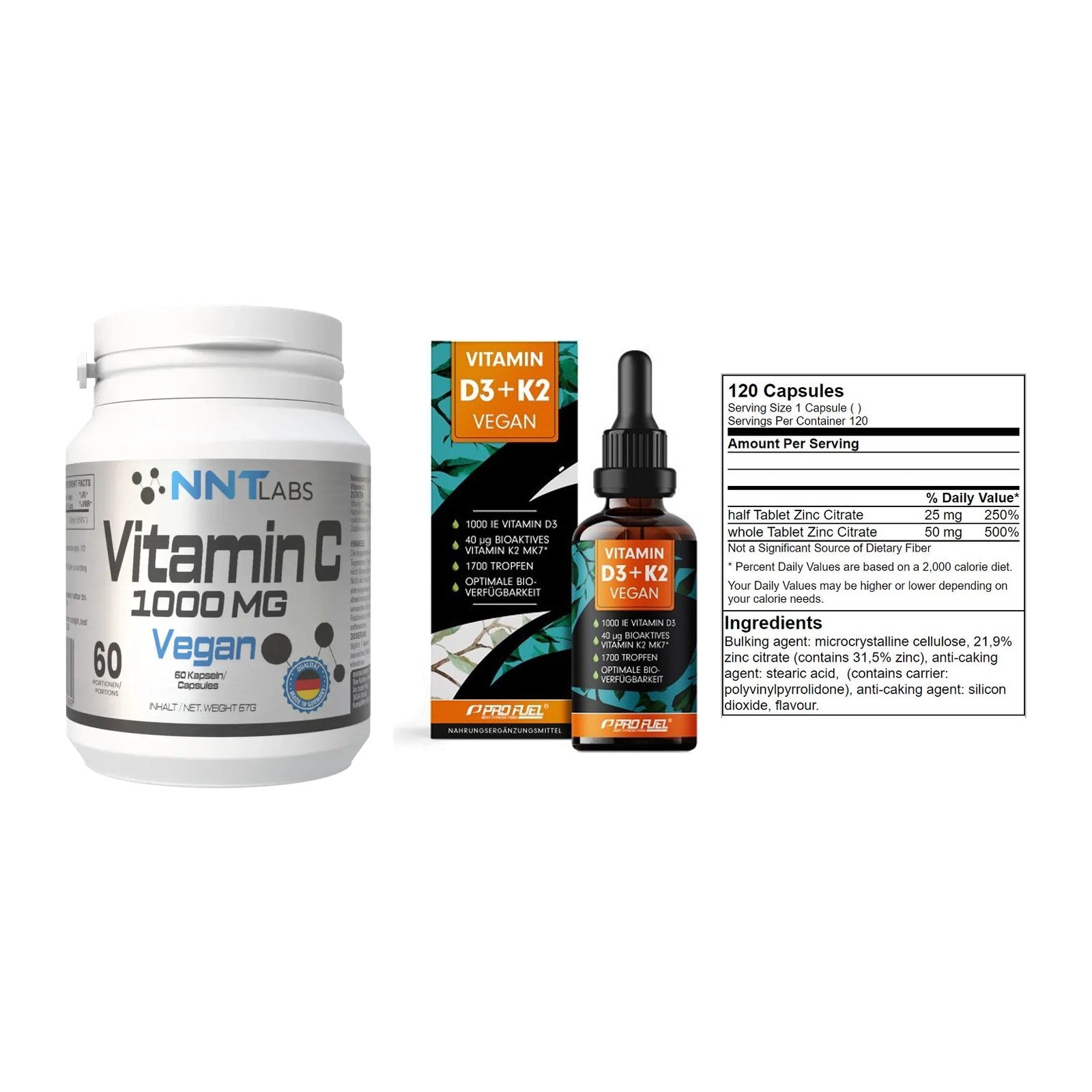 Immun-Set: NNT Vitamin C + ProFuel Vitamin + GN Zinc Citrate – alle enthaltenen Artikel