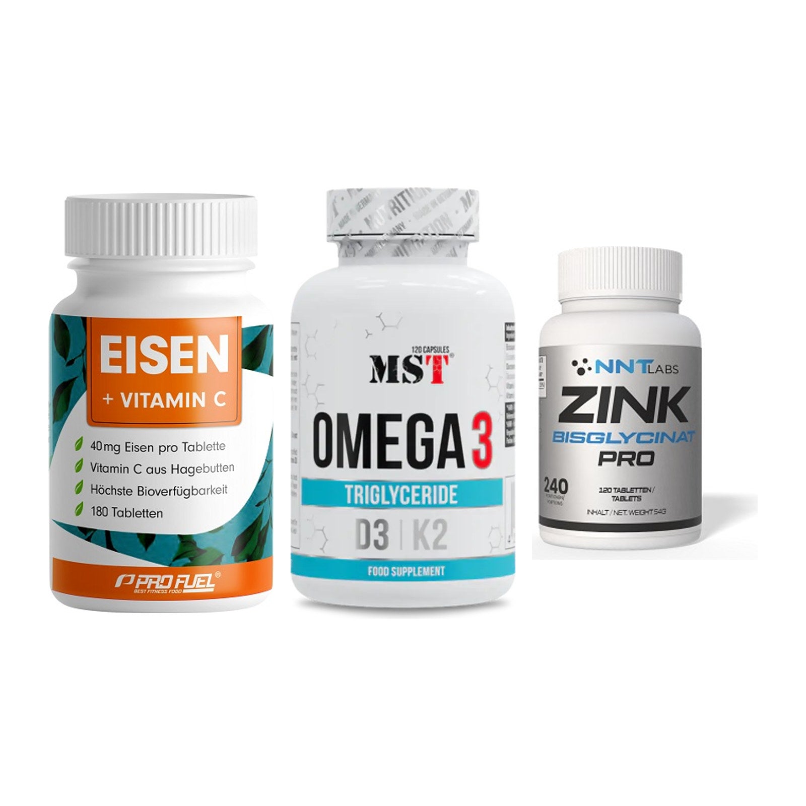 Immun-Set: ProFuel EISEN + MST Omega 3 500 + NNT Zink 50mg – alle enthaltenen Artikel