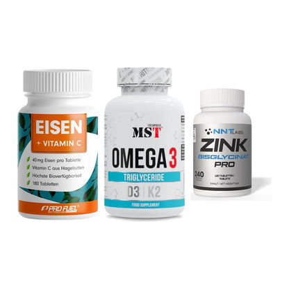 Immun-Set: ProFuel EISEN + MST Omega 3 500 + NNT Zink 50mg – alle enthaltenen Artikel