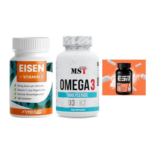 Immun-Set: ProFuel EISEN + MST Omega 3 500 + ESN Zinc – alle enthaltenen Artikel