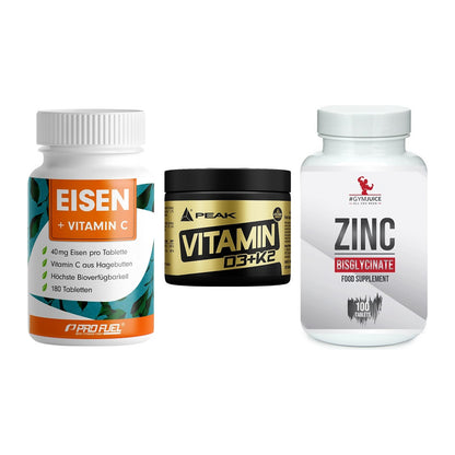 Immun-Set: ProFuel EISEN + Peak Vitamin + #GYMJUICE ZINC – alle enthaltenen Artikel
