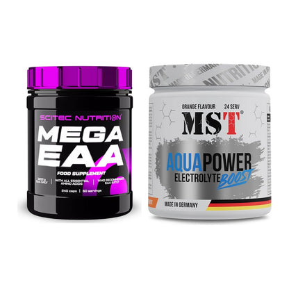 Intra-Workout-Set: Scitec Mega EAA + MST Aqua Power Electrolyte Boost – alle enthaltenen Artikel