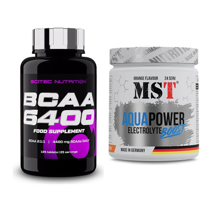 Intra-Workout-Set: Scitec BCAA 6400 + MST Aqua Power Electrolyte Boost – alle enthaltenen Artikel
