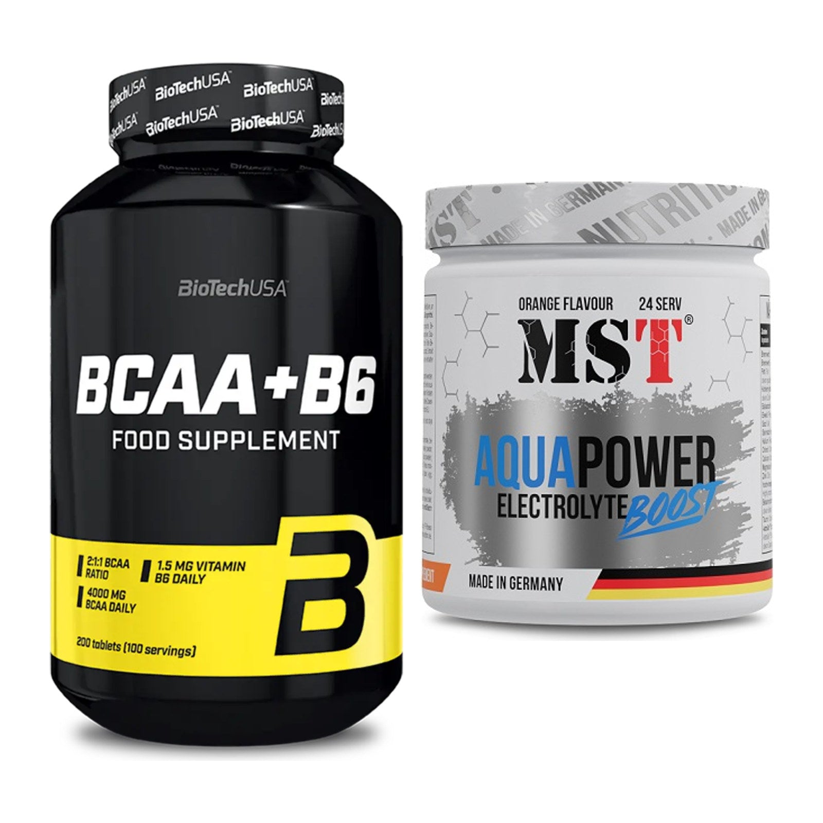 Intra-Workout-Set: BioTech BCAA+B6 200 Tabl + MST Aqua Power – alle enthaltenen Artikel