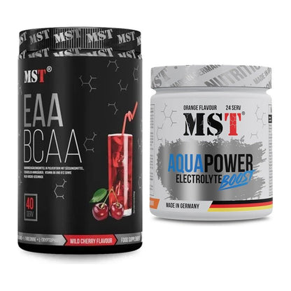 Intra-Workout-Set: MST EAA & BCAA + MST Aqua Power Electrolyte Boost – alle enthaltenen Artikel