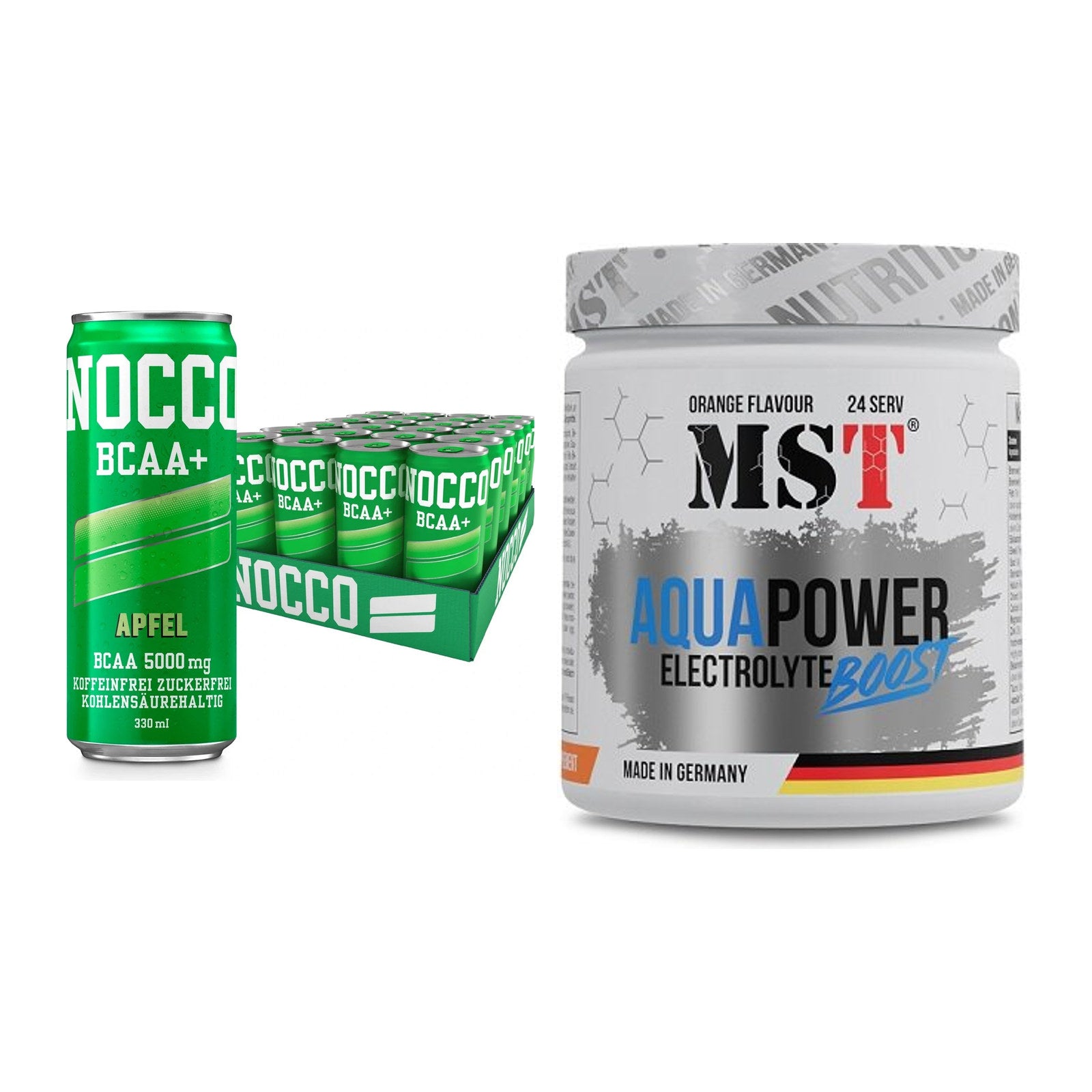 Intra-Workout-Set: Nocco BCAA Drink 24 x + MST Aqua Power – alle enthaltenen Artikel