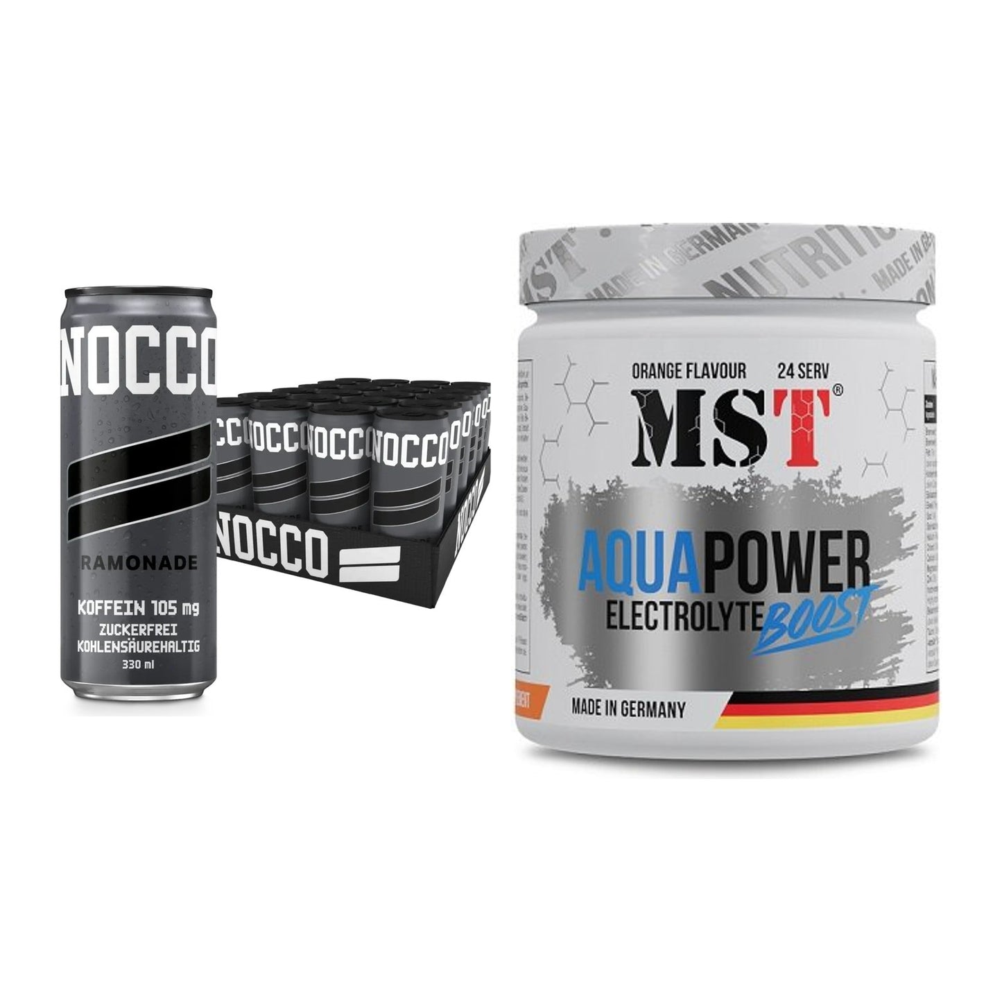 Intra-Workout-Set: Nocco BCAA Drink 24 x + MST Aqua Power – alle enthaltenen Artikel