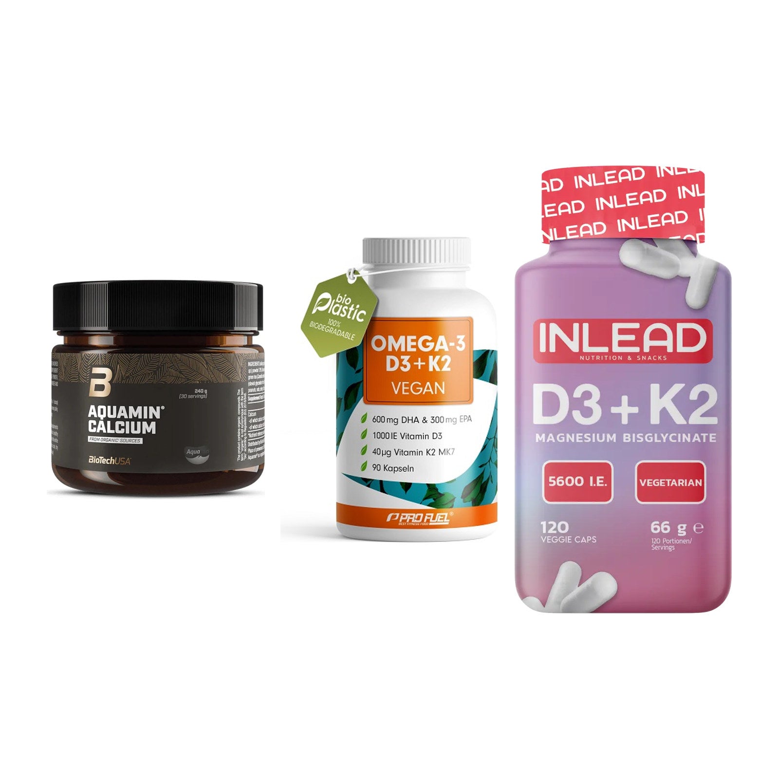 Calcium, Vitamin D & Magnesium: BioTech Aquamin Calcium + 2 weitere – alle enthaltenen Artikel