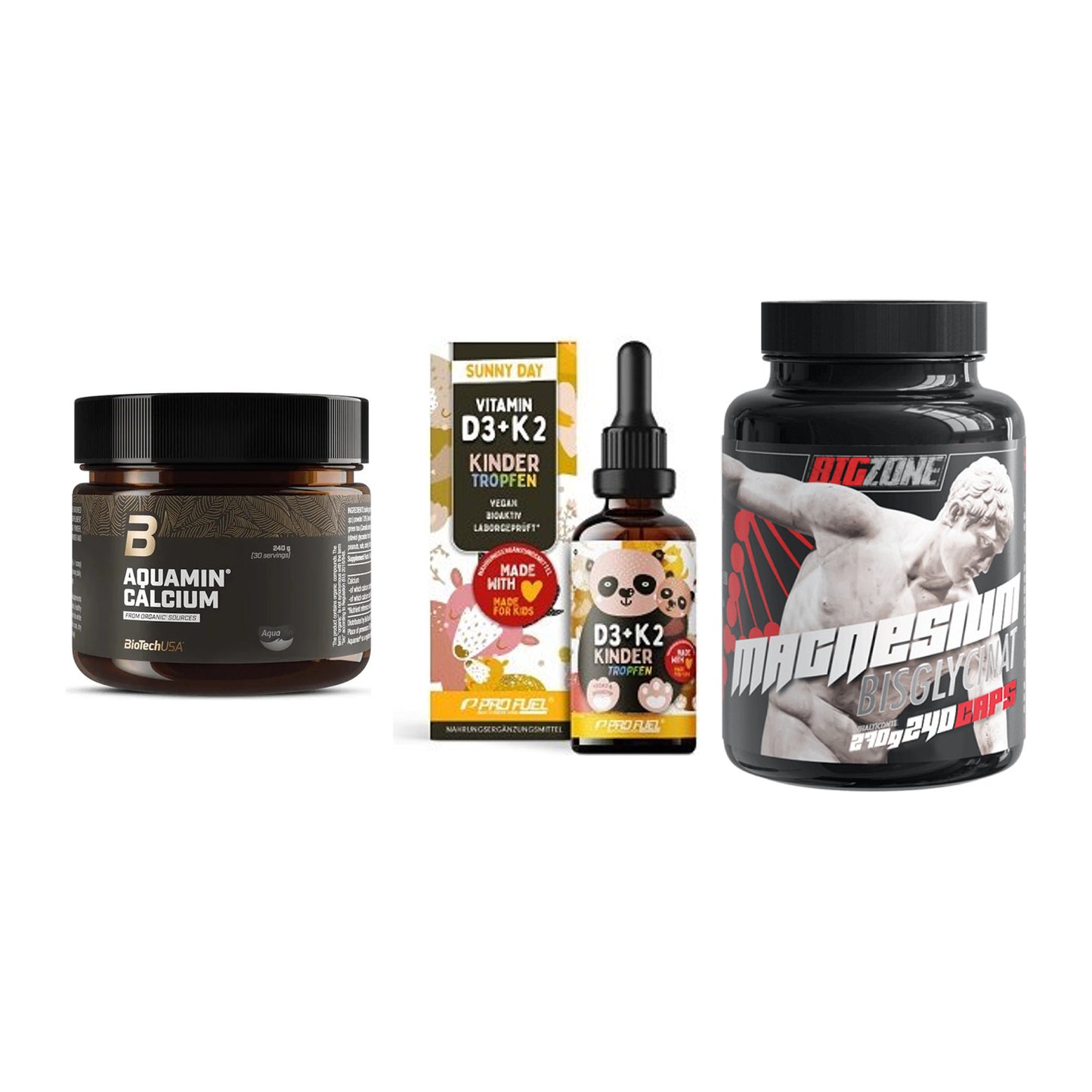 Calcium, Vitamin D & Magnesium: BioTech Aquamin Calcium + 2 weitere – alle enthaltenen Artikel