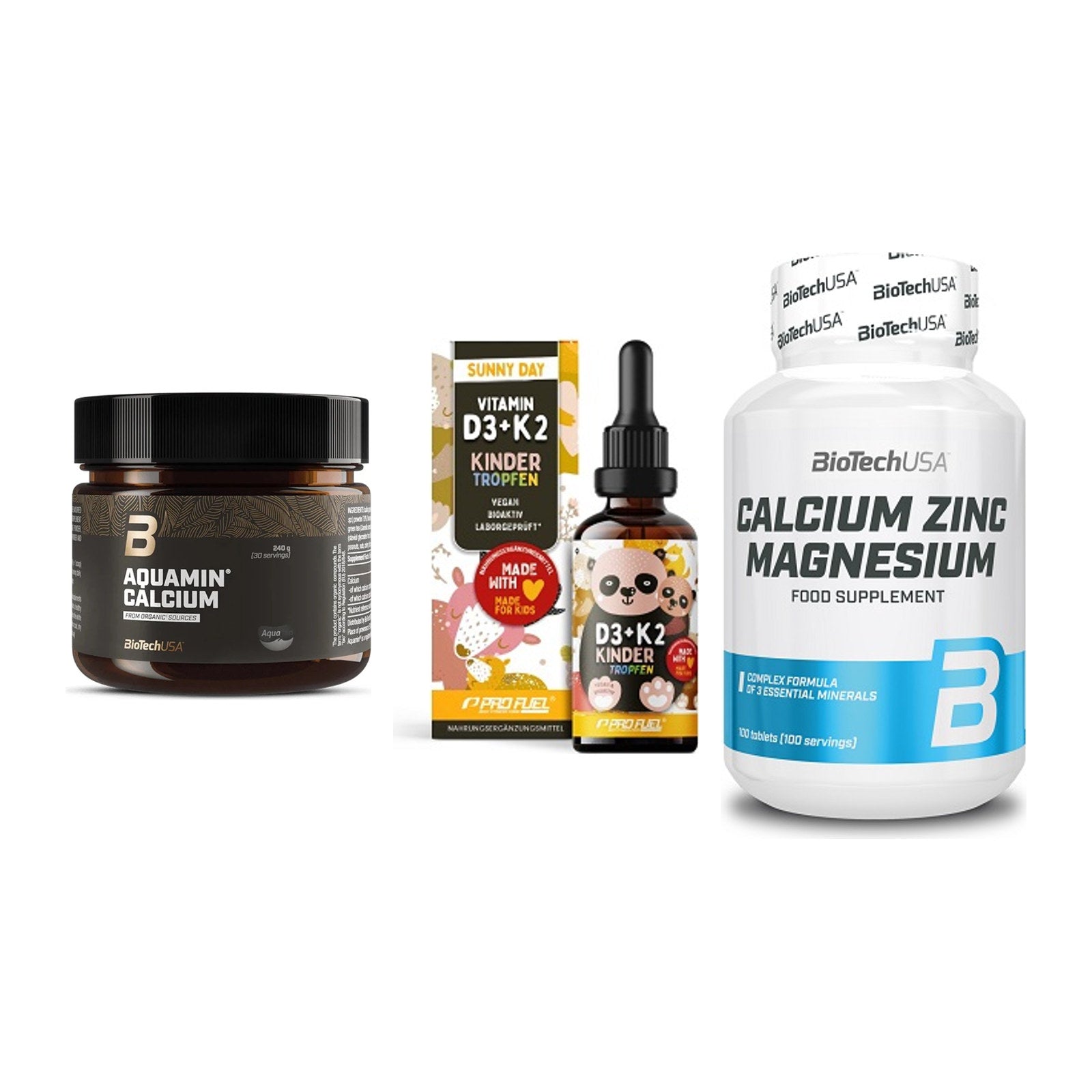 Calcium, Vitamin D & Magnesium: BioTech Aquamin Calcium + 2 weitere – alle enthaltenen Artikel