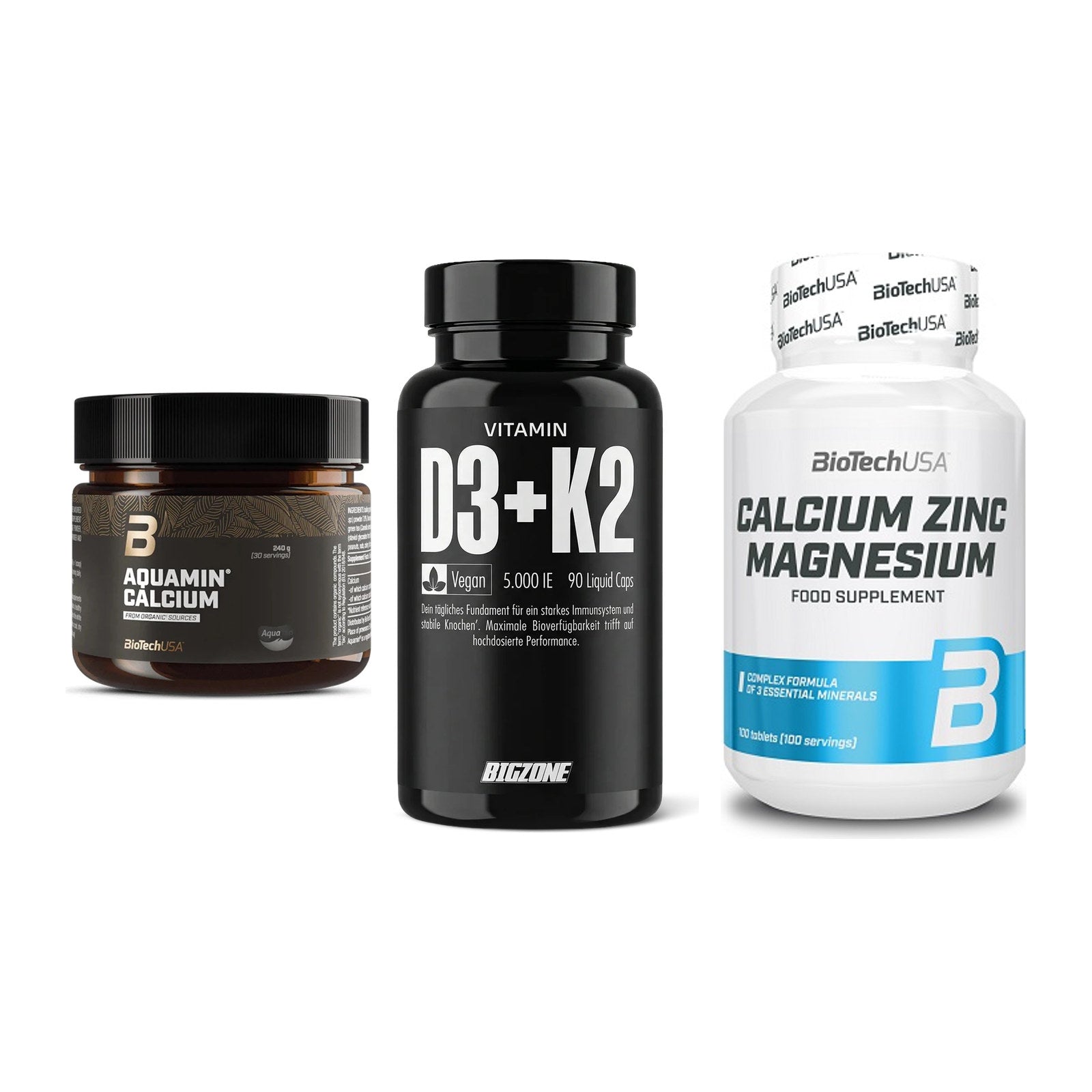 Calcium, Vitamin D & Magnesium: BioTech Aquamin Calcium + 2 weitere – alle enthaltenen Artikel