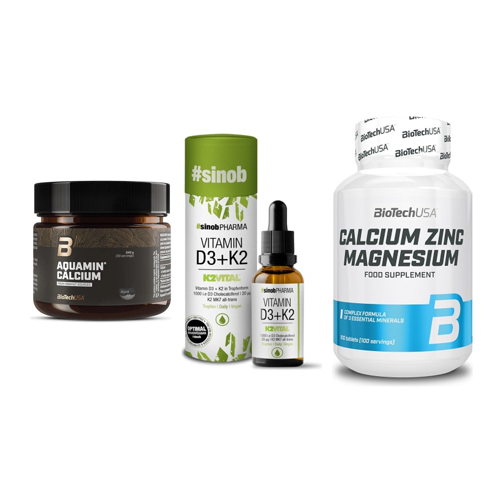 Calcium, Vitamin D & Magnesium: BioTech Aquamin Calcium + 2 weitere – alle enthaltenen Artikel