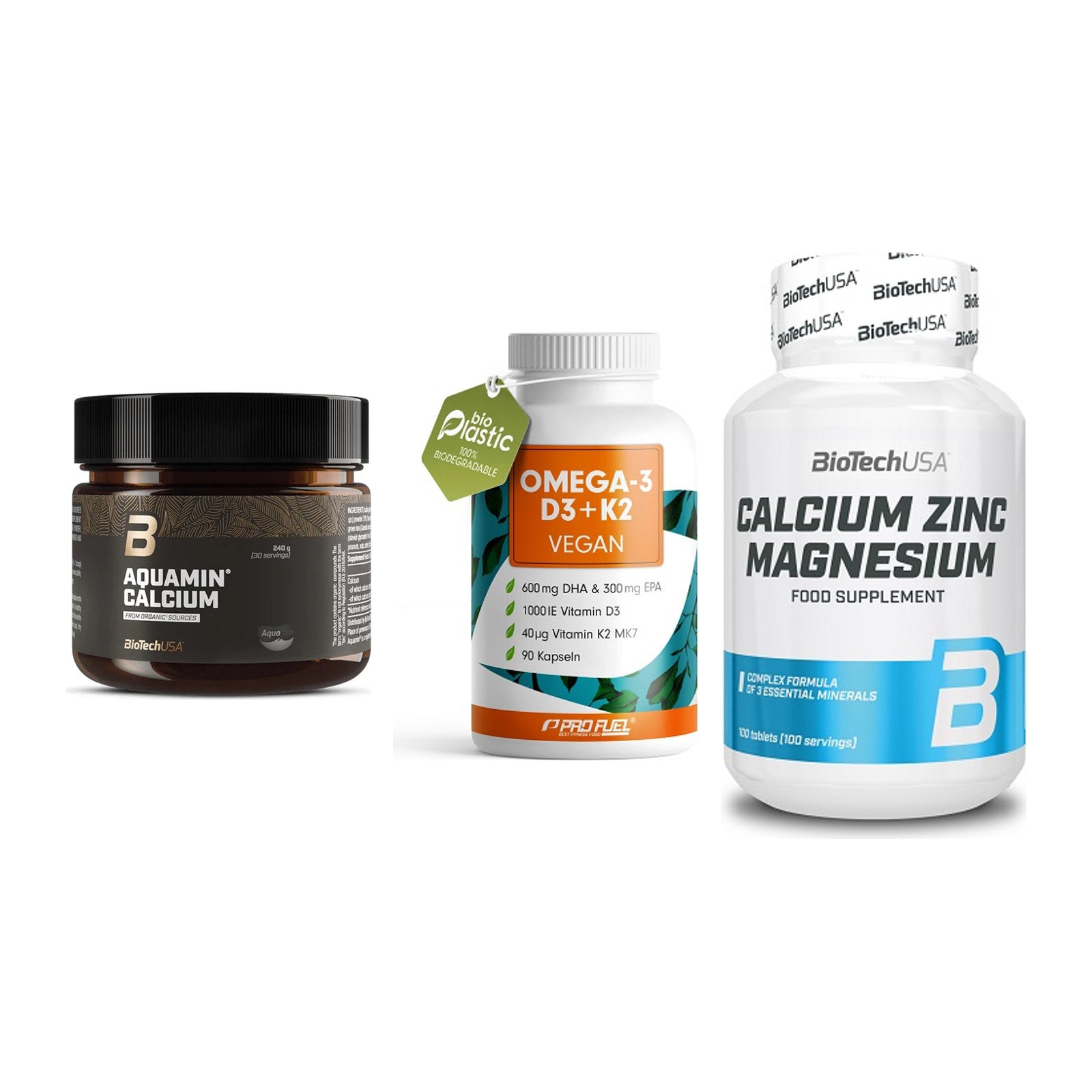Calcium, Vitamin D & Magnesium: BioTech Aquamin Calcium + 2 weitere – alle enthaltenen Artikel