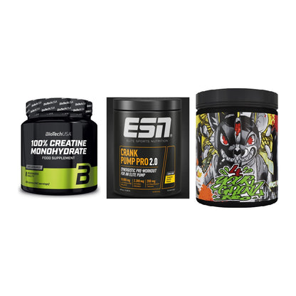 Kraft-Stack: BioTech Creatine + ESN Crank Pump + BPS-Pharma EAA´s – alle enthaltenen Artikel