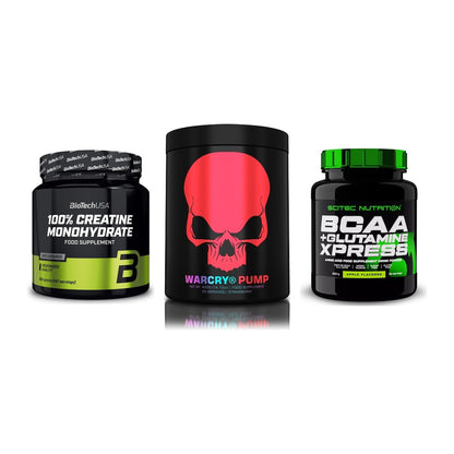 Kraft-Stack: BioTech Creatine + Genius Nutrition + Scitec BCAA – alle enthaltenen Artikel