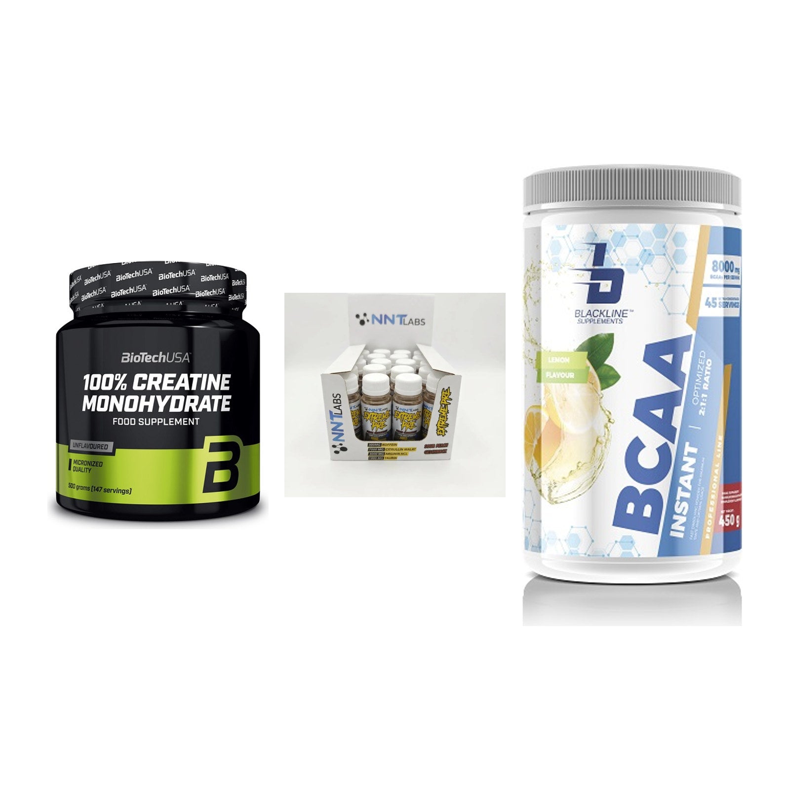 Kraft-Stack: BioTech Creatine + NNT Extreme + Blackline – alle enthaltenen Artikel