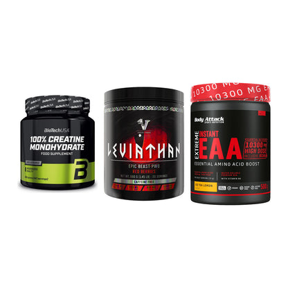 Kraft-Stack: BioTech Creatine + Viking Power + Body Attack – alle enthaltenen Artikel