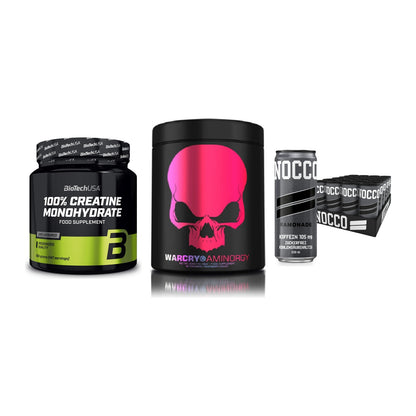 Kraft-Stack: BioTech Creatine + Genius Nutrition + Nocco BCAA Drink – alle enthaltenen Artikel