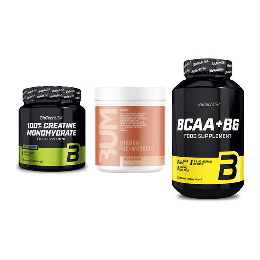 Kraft-Stack: BioTech Creatine + RAW Nutrition + BioTech BCAA+B6 – alle enthaltenen Artikel