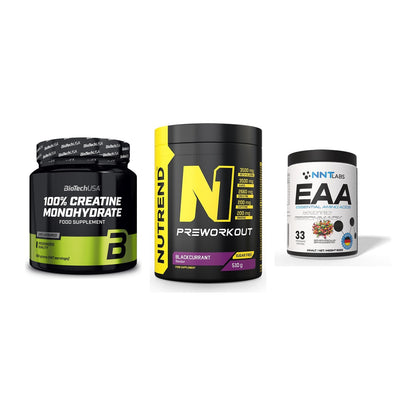 Kraft-Stack: BioTech Creatine + Nutrend N1 + NNT EAA – alle enthaltenen Artikel