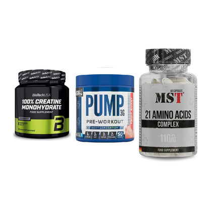 Kraft-Stack: BioTech Creatine + Applied Nutrition + MST 21 Amino – alle enthaltenen Artikel