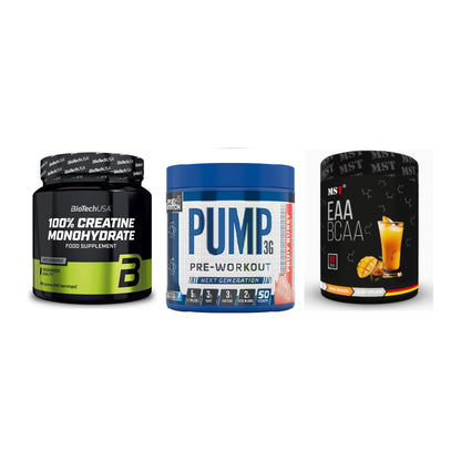 Kraft-Stack: BioTech Creatine + Applied Nutrition + MST EAA & BCAA – alle enthaltenen Artikel