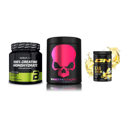 Kraft-Stack: BioTech Creatine + Genius Nutrition + GN EAA Xtreme – alle enthaltenen Artikel