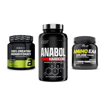 Kraft-Stack: BioTech Creatine + Nutrex Anabol + Olimp Amino EAA – alle enthaltenen Artikel