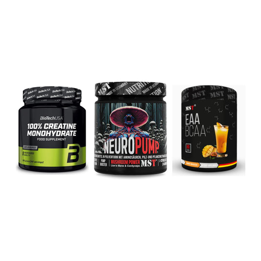 Kraft-Stack: BioTech Creatine + MST NeuroPump + MST EAA & BCAA – alle enthaltenen Artikel
