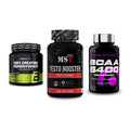 Kraft-Stack: BioTech Creatine + MST Testo Booster + Scitec BCAA 6400 – alle enthaltenen Artikel
