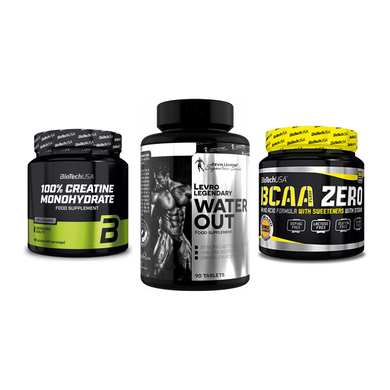 Kraft-Stack: BioTech Creatine + Kevin Levrone + BioTech BCAA Zero – alle enthaltenen Artikel