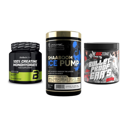 Kraft-Stack: BioTech Creatine + Kevin Levrone + Big Zone Bulletpr – alle enthaltenen Artikel